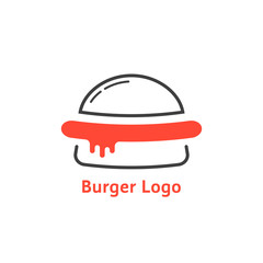 thin line burger logo with red sauce