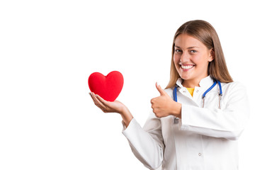 Smiling medical doctor woman with stethoscope.