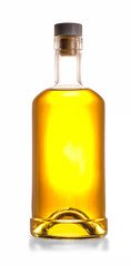 Full whiskey bottle isolated on white background