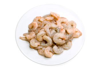 raw prawns in a white bowl