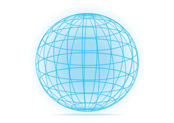 blue flat design vector world globe icon isolated on white background