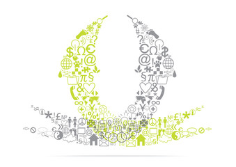 bright vector arrow silhouettes with social media icons