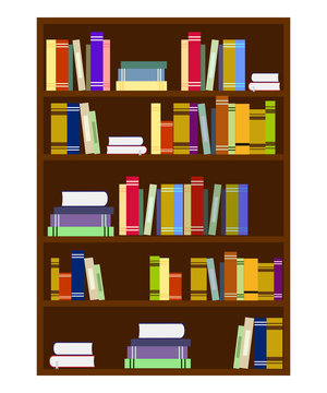 Vector shelf with books. Vector library