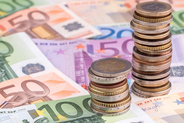 Banknotes and euro coins