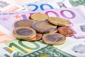 Banknotes and euro coins