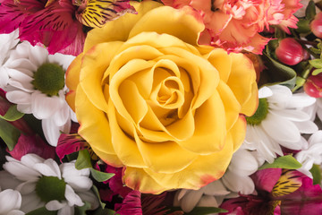 Beautiful yellow rose in buquet  