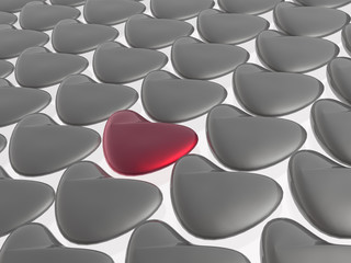 Red and grey hearts