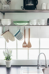 Kitchen interior and utensils