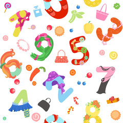 Numbers like woman symbols seamless pattern / Solid fill vector seamless pattern

