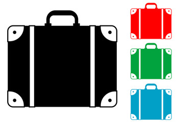 Icono plano maleta en varios colores
