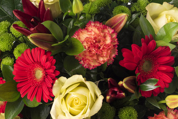 Beautiful bouquet of many colorful flowers 