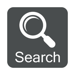 Icono plano Search con lupa en cuadrado gris