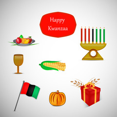illustration of elements of Kwanzaa Background. Kwanzaa is a week long celebration held in the United States to honor universal African heritage and culture