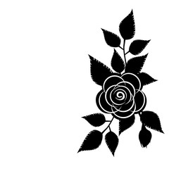 black rose silhouette on white background