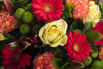 Beautiful bouquet of many colorful flowers 