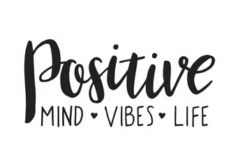 Room darkening curtains Positive Typography Positive mind, vibes, life. Vector motivation phrase. Hand drawn lettering