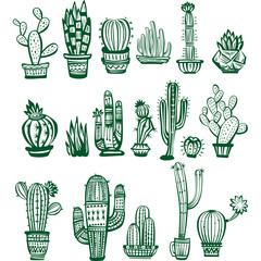Fototapeta premium Set of vector Cactuses