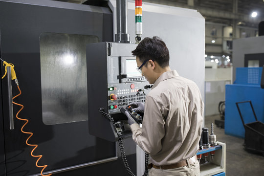Male engineer working in the factory