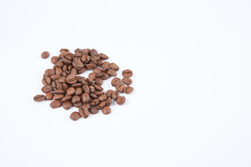 Coffee beans on a white background.