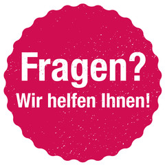 Fragen Wir helfen Ihnen! Sticker - Vektor - magenta