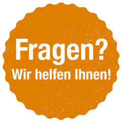 Fragen Wir helfen Ihnen! Sticker - Vektor - orange