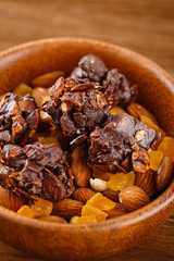 Homemade chocolate and nuts snack balls
