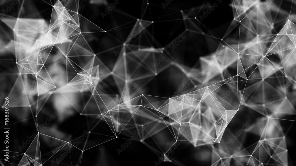 Poster 3d rendering abstract futuristic dots and lines. computer geometric digital connection structure. fu
