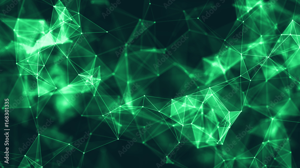 Fototapete 3d rendering Abstract futuristic dots and lines. computer geometric digital connection structure. Futuristic abstract grid. Design with plexus. Big Data. Intelligence artificial