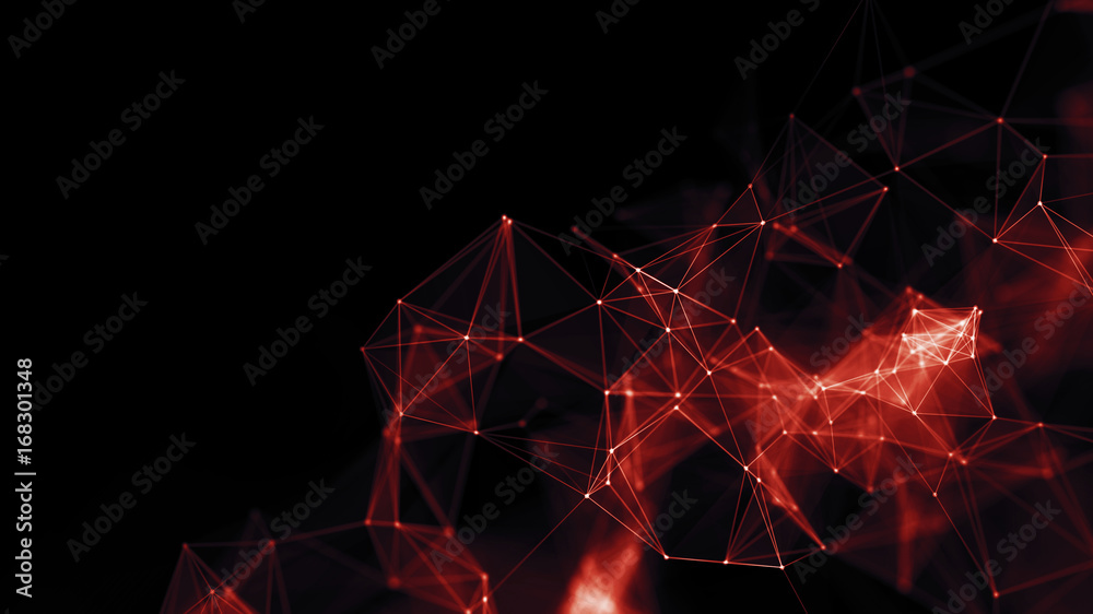 Fototapete 3d rendering Abstract futuristic dots and lines. computer geometric digital connection structure. Futuristic abstract grid. Design with plexus. Big Data. Intelligence artificial