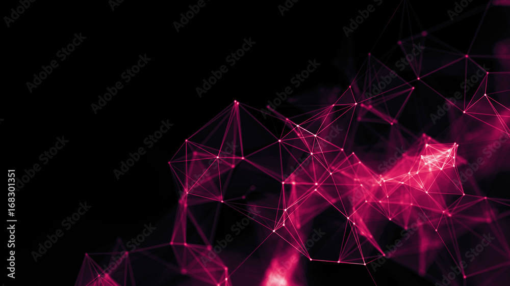 Poster 3d rendering abstract futuristic dots and lines. computer geometric digital connection structure. fu