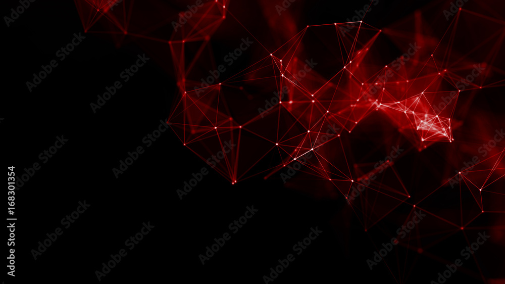Fototapete 3d rendering Abstract futuristic dots and lines. computer geometric digital connection structure. Futuristic abstract grid. Design with plexus. Big Data. Intelligence artificial