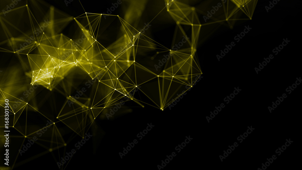 Poster 3d rendering abstract futuristic dots and lines. computer geometric digital connection structure. fu