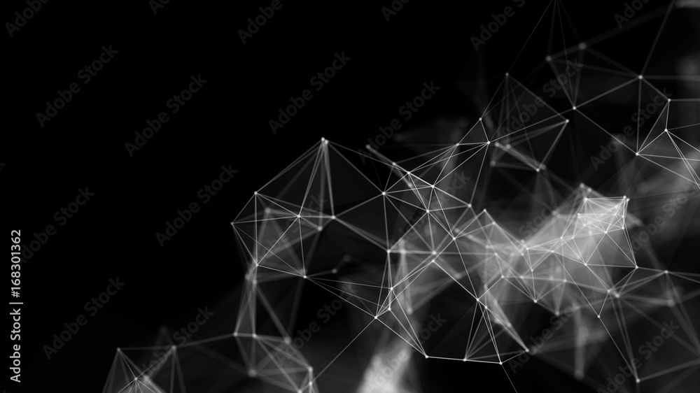 Poster 3d rendering abstract futuristic dots and lines. computer geometric digital connection structure. fu