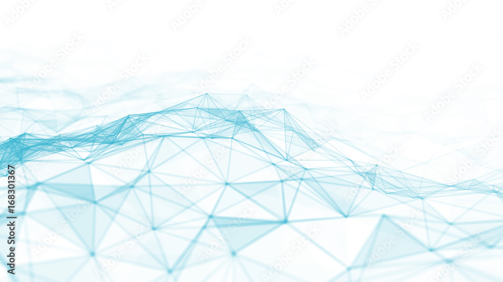 Fototapete 3d rendering Abstract futuristic dots and lines. computer geometric digital connection structure. Futuristic abstract grid. Design with plexus. Big Data. Intelligence artificial