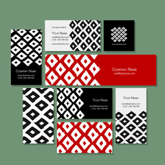 Business cards design, geometric fabric pattern