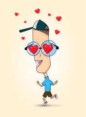 Funny Sticker Boy, Illustration Vector