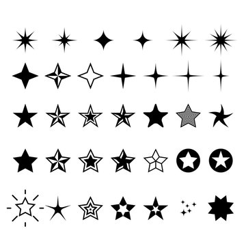 Star icons - rating, rank and decor star symbols