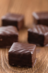 Homemade souffle candy in chocolate