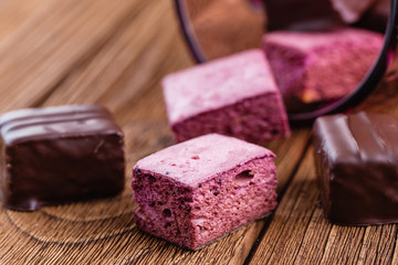 currant souffle candy Bird's milk in chocolate