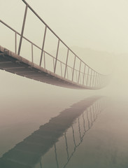 Fototapeta premium Bridge old wood over water