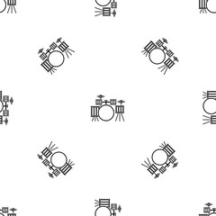 Drum kit pattern seamless black