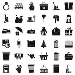 Carton box icons set, simple style