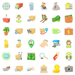 Business person icons set, cartoon style