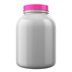 White Protien Bottle with Pink Cap