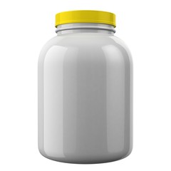 White Protien Bottle with Yellow Cap