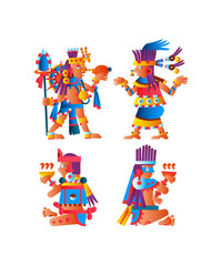 Vector illustration aztec warrior collection.