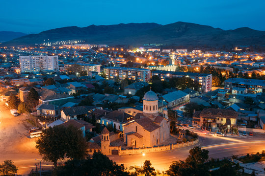 Gori, Shida Kartli Region, Georgia. Gori Cityscape In Evening Il