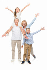 Obraz premium happy grandparents and kids