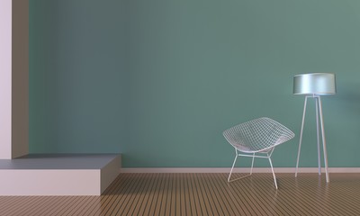 Modern living display Chair and Lamp minimal decorative Art / 3d rendering