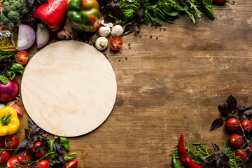 wooden board and ingredients